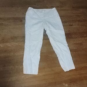 Loft linen fitted crop pant